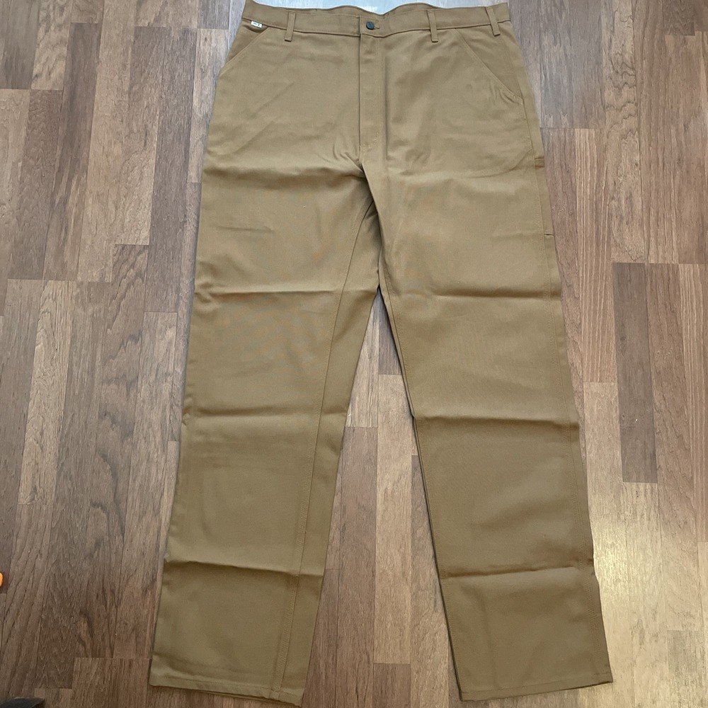Carhartt FR Flame Resistant Duck Work Dungaree Pants Brown FRB229 BRN 42x36 NWT - Picture 2 of 7